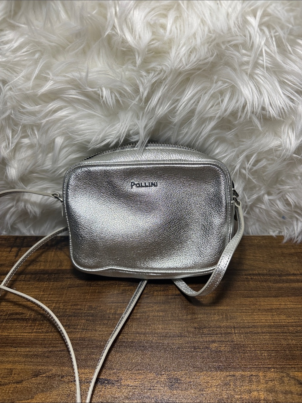 Pollini Silver Metallic Crossbody Bag